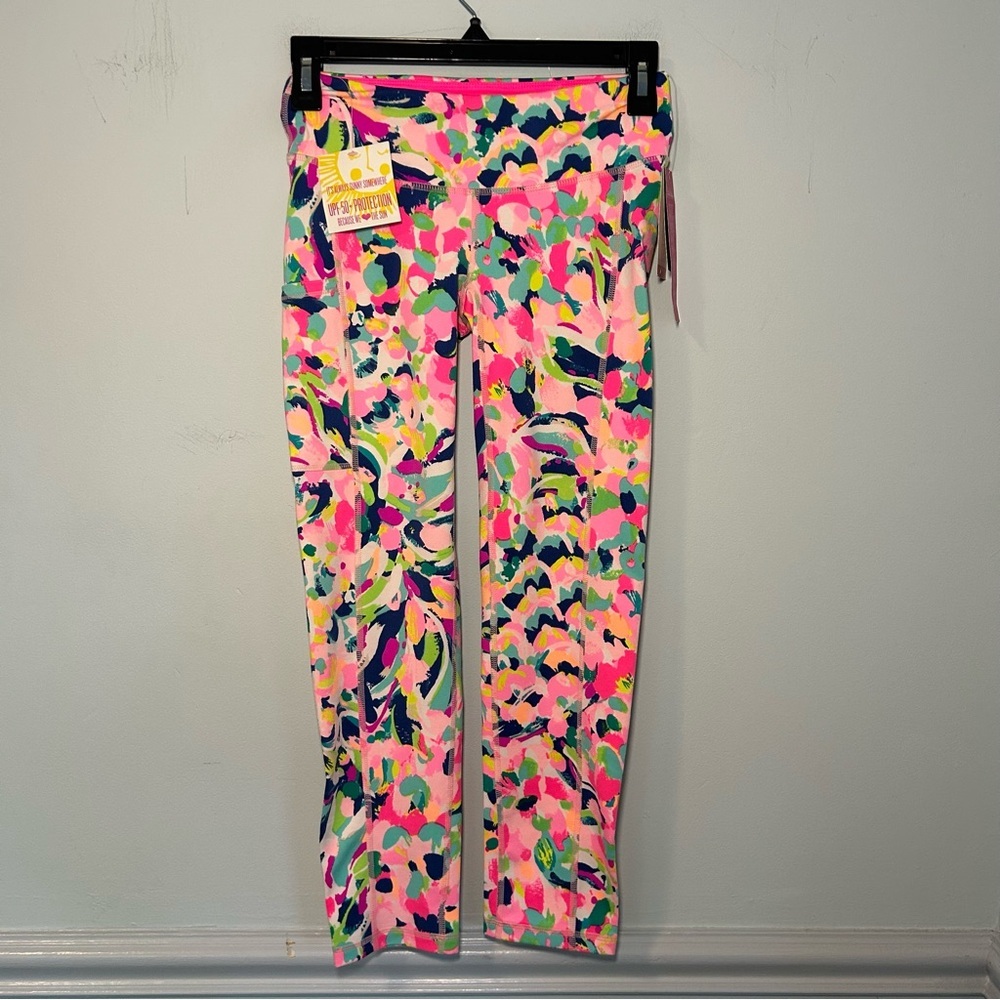 Lilly Pulitzer Luxletic Pina Colada Club UPF 50+ Weekender Midipa Leggings XS